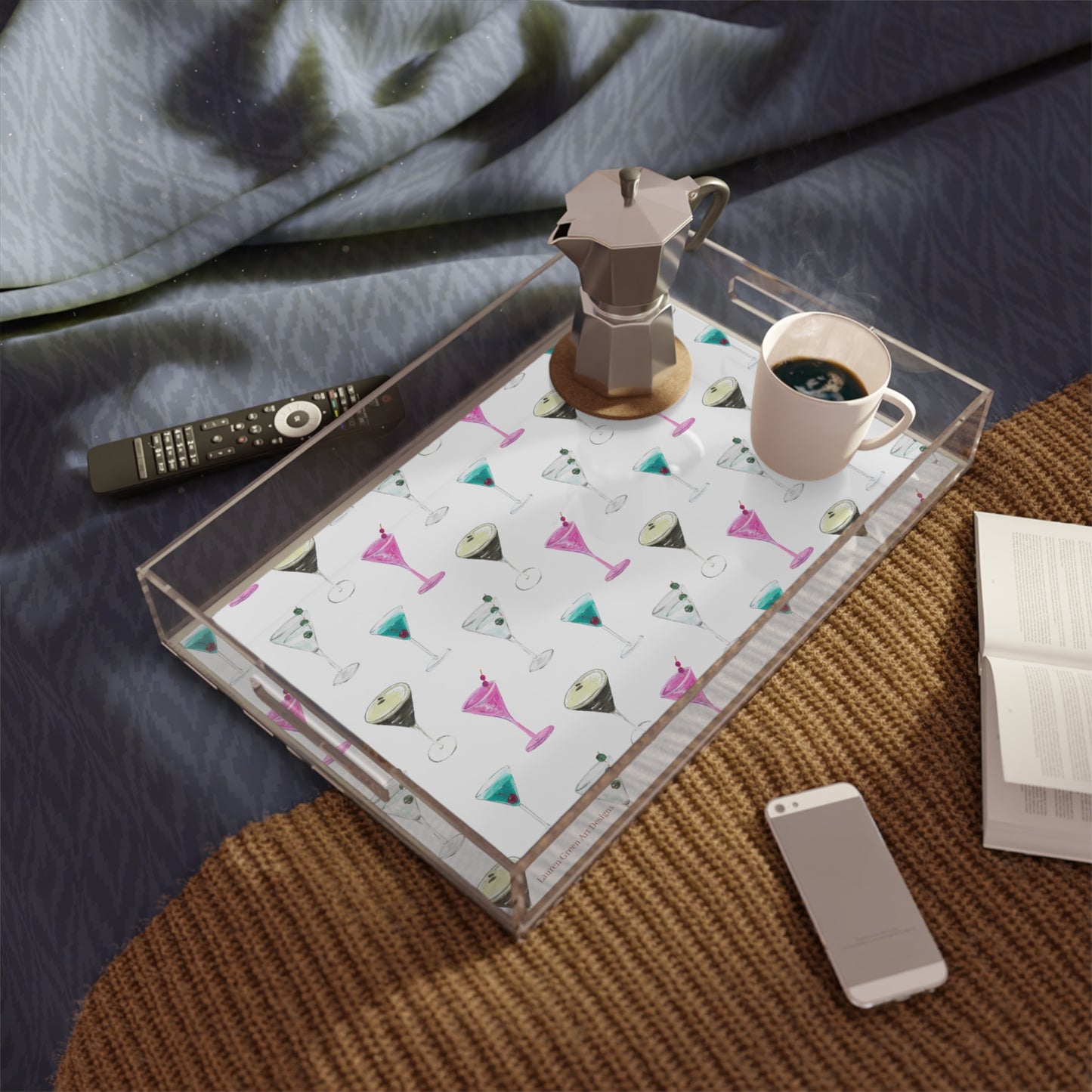 Colorful Cocktail Acrylic Serving Tray - Perfect for Entertaining and Home Decor