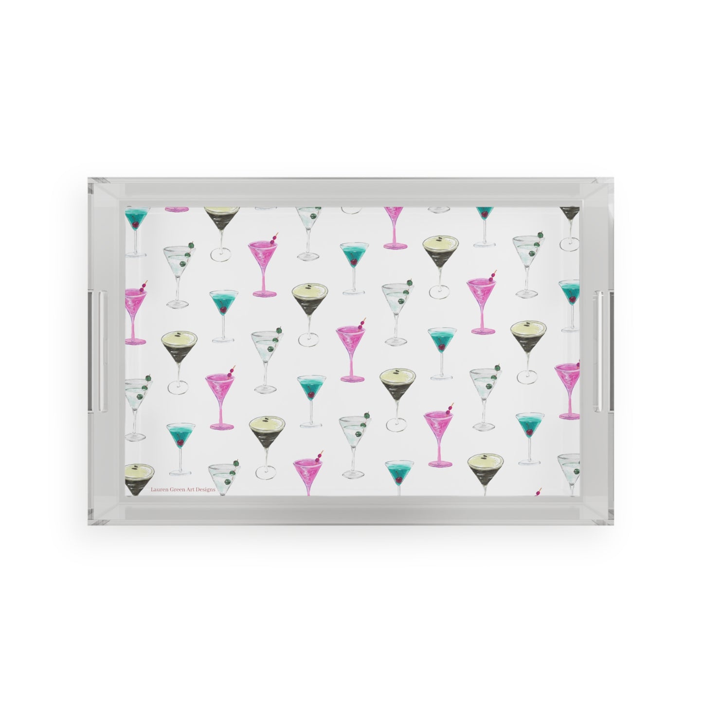 Colorful Cocktail Acrylic Serving Tray - Perfect for Entertaining and Home Decor