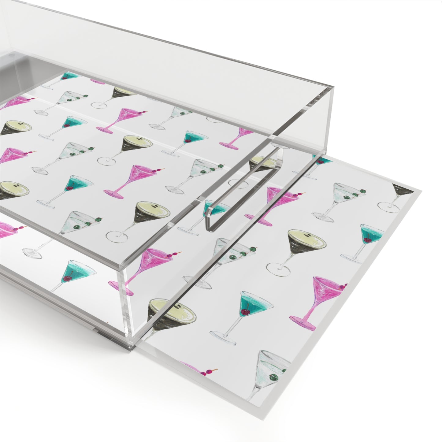 Colorful Cocktail Acrylic Serving Tray - Perfect for Entertaining and Home Decor