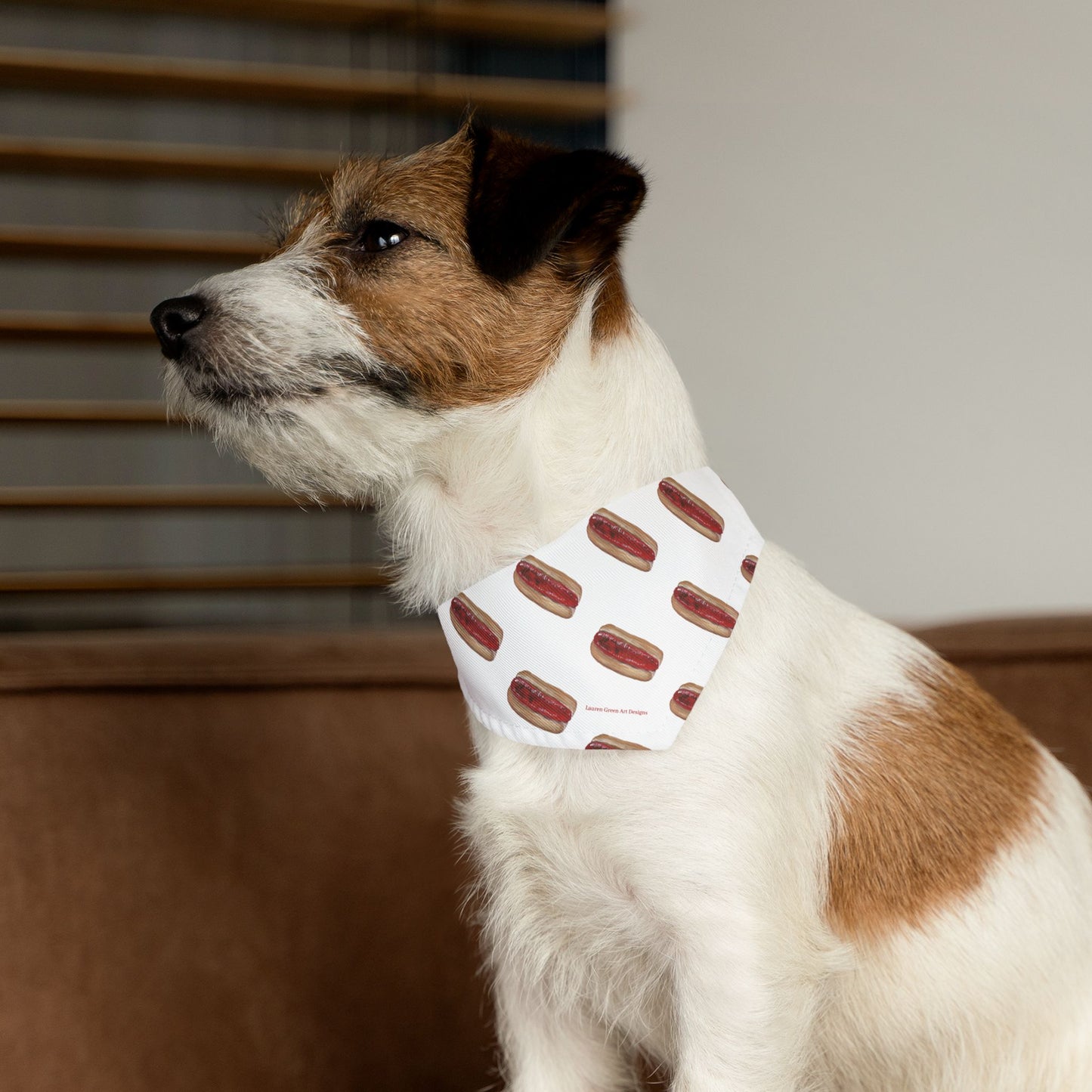 Playful Hot Dog Pet Bandana Collar - Fun Design for Dogs